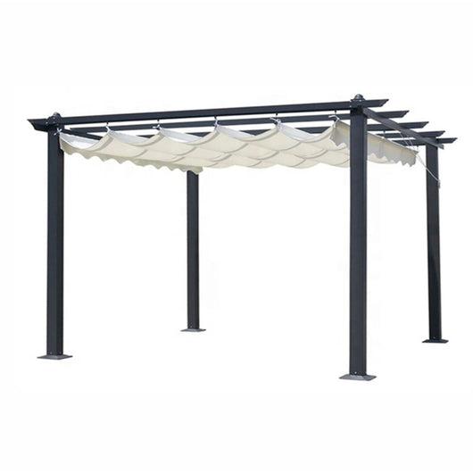 GAZEBO PERGOLA SCORREVOLE ZENONE MT.3X4 STRUTTURA IN METALLO GRIGIO CON TELO BIANCO