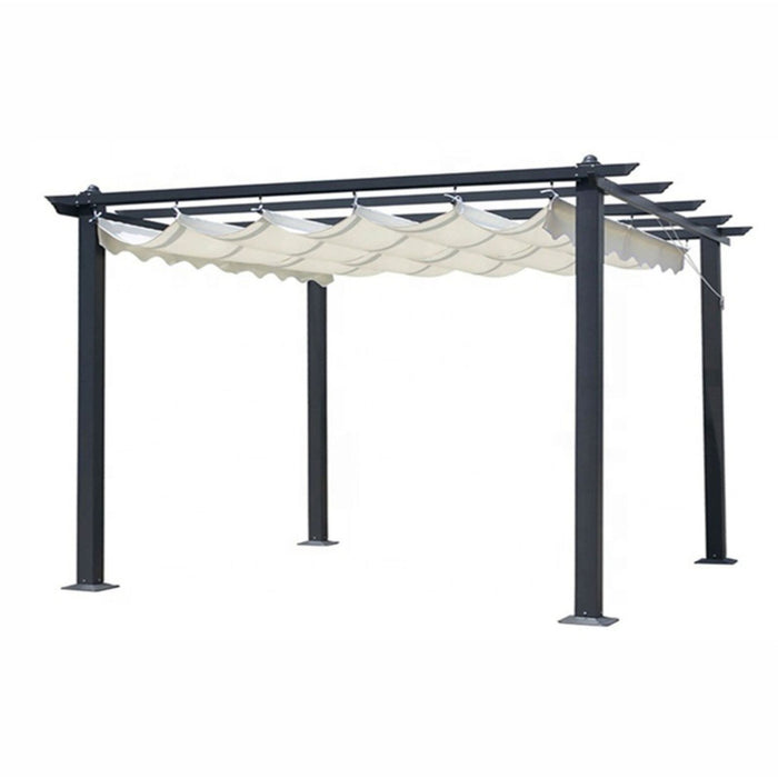 GAZEBO PERGOLA SCORREVOLE ZENONE MT.3X4 STRUTTURA IN METALLO GRIGIO CON TELO BIANCO