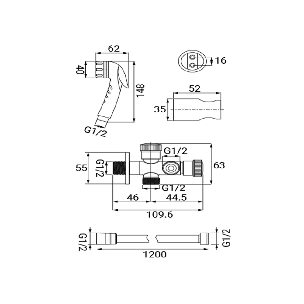 IDROSCOPINO KELLY CROMO CON DOCCETTA A PULSANTE