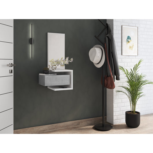 INGRESSO DAM 43X32XH90CM LARICE BIANCO / CEMENTO