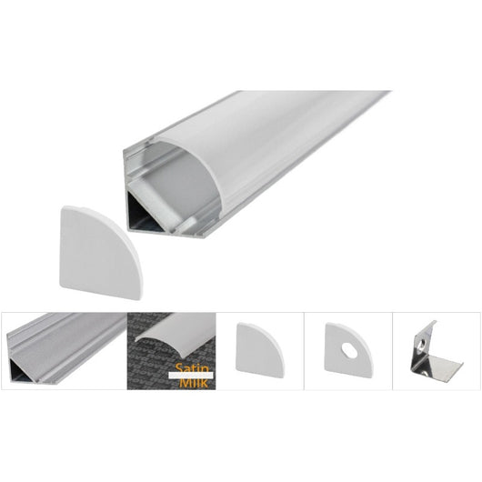 KIT PROFILO 16X16MM PER NASTRI LED 200CM CON COVER