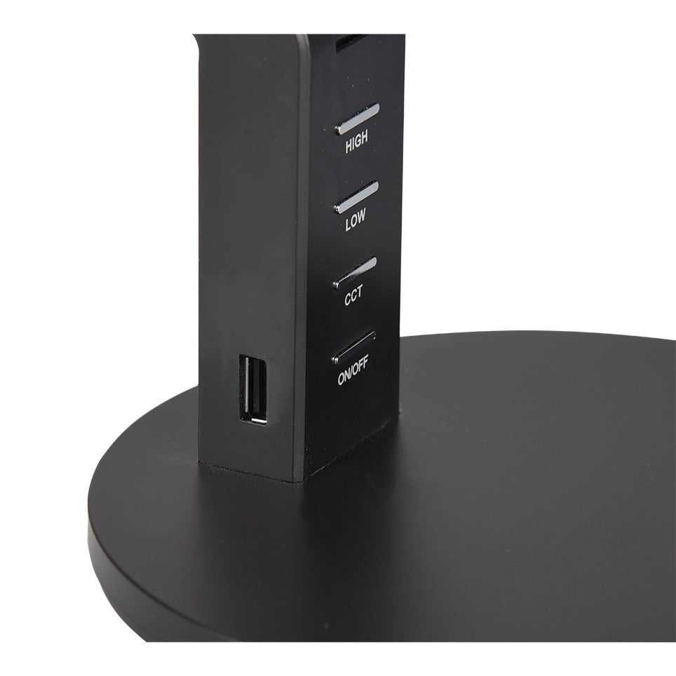 LAMPADA LED DA TAVOLO AVA 5W 41CM NERA 4 USB