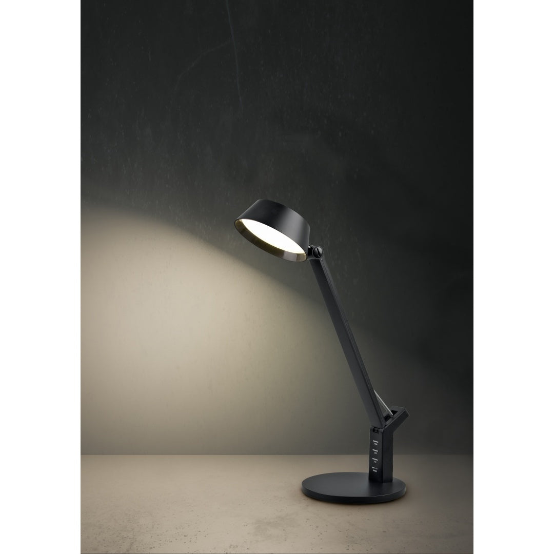 LAMPADA LED DA TAVOLO AVA 5W 41CM NERA 4 USB