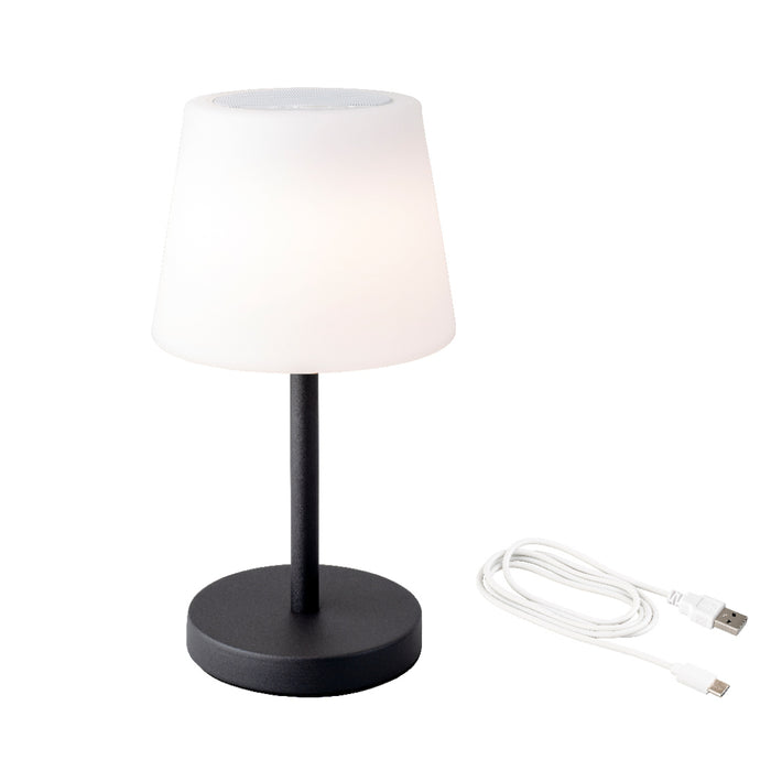 LAMPADA DA TAVOLO RICARICABILE SENZA FILO CON ALTOPARLANTE BLUETOOTH CM.38H. COLORE NERO