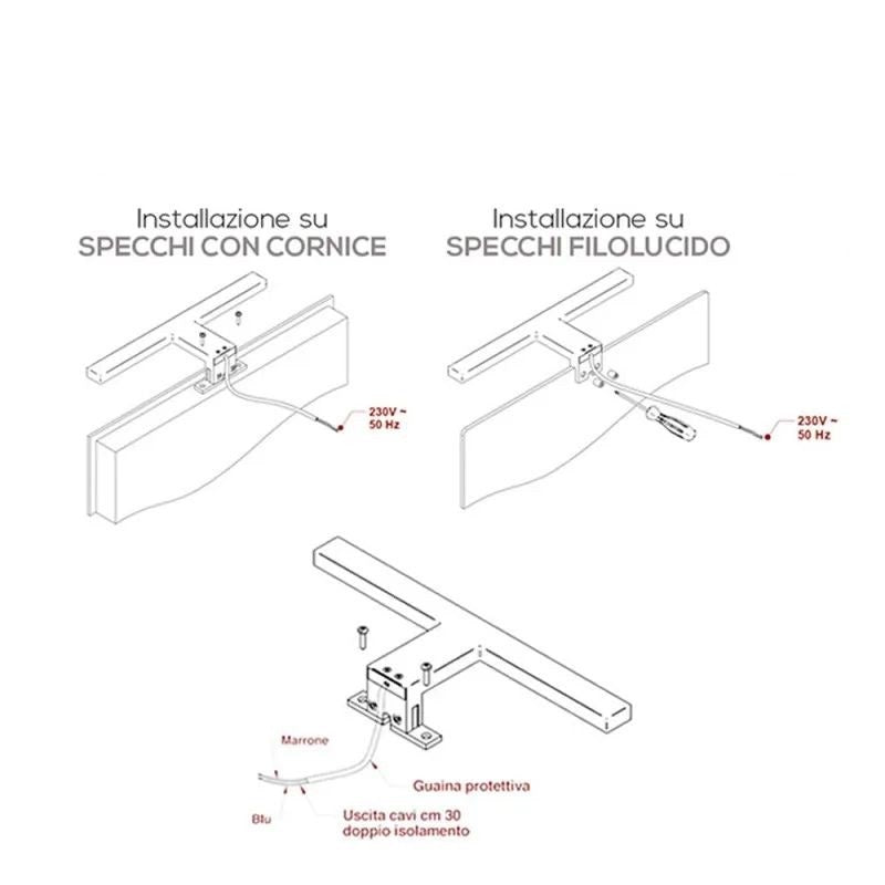 LAMPADA LED SPECCHI 5W 30CM IP44 IN ABS NERO MATT