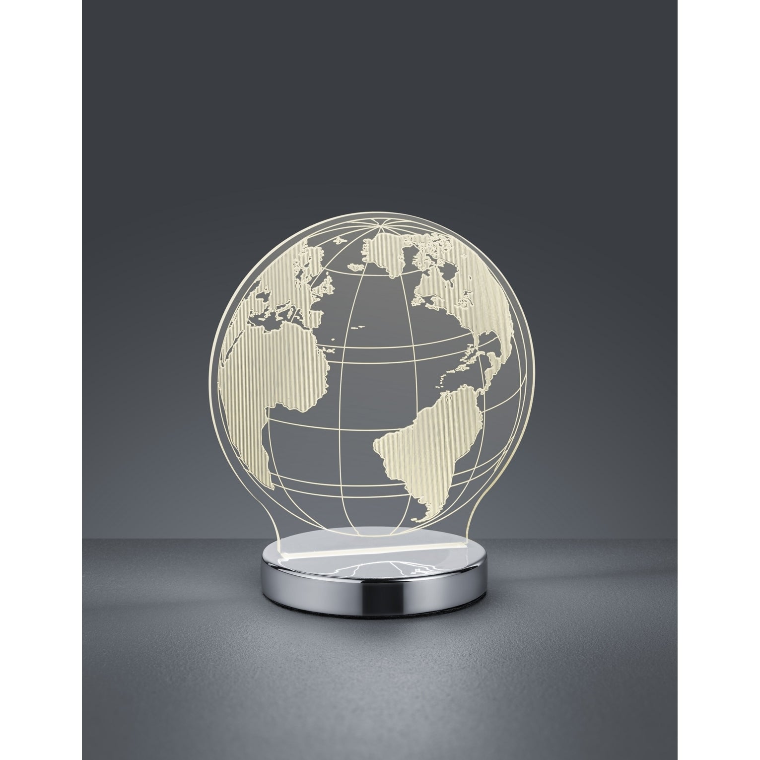 LAMPADA LED DA TAVOLO GLOBE 7W H20CM CROMO.