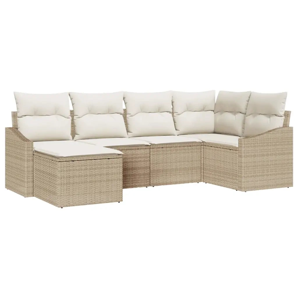 Set di divani con cuscino 6 pcs Beige polyrattan
