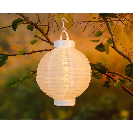 LANTERNA PENSILE SOLARE H23CM BIANCA IN NYLON