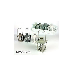 LANTERNA PORTACANDELA 8X8XH12CM IN DIVERSI COLORI