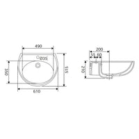 LAVABO IDRO CERAMICA BIANCA 61CM