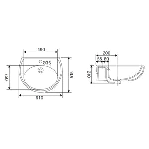 LAVABO IDRO CERAMICA BIANCA 61CM