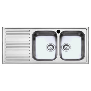 LAVELLO INOX INCASSO 116X50CM 2 VASCHE CON GOCCIOL