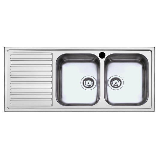 LAVELLO INOX INCASSO 116X50CM 2 VASCHE CON GOCCIOL
