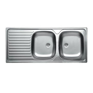 LAVELLO INOX INCASSO 116X50CM 2 VASCHE CON GOCCIOL