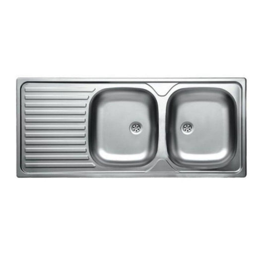 LAVELLO INOX INCASSO 116X50CM 2 VASCHE CON GOCCIOL