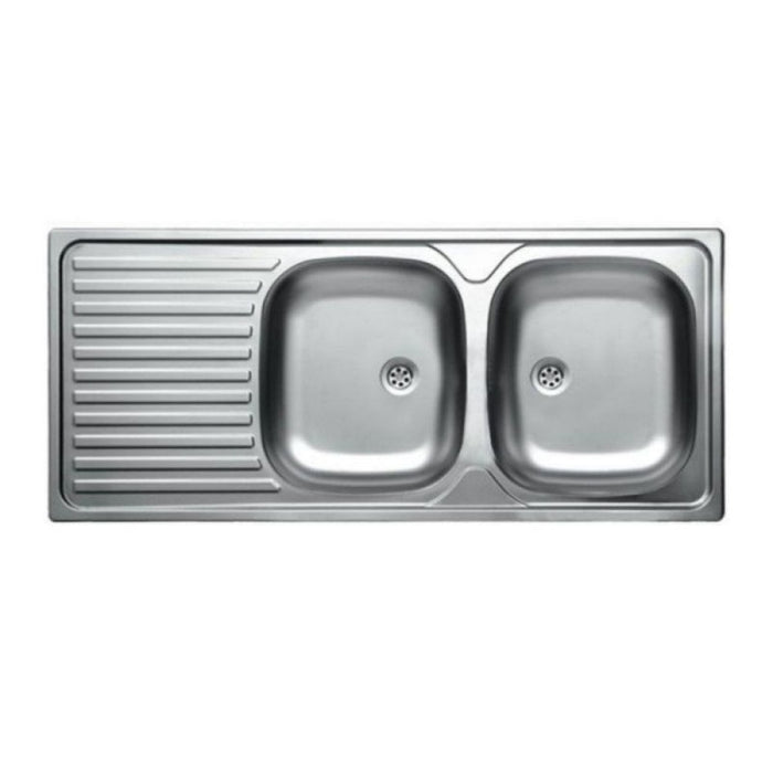 LAVELLO INOX INCASSO 116X50CM 2 VASCHE CON GOCCIOL