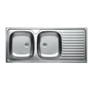 LAVELLO INOX INCASSO 116X50CM 2 VASCHE CON GOCCIOL