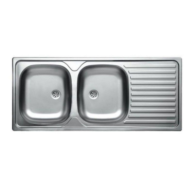 LAVELLO INOX INCASSO 116X50CM 2 VASCHE CON GOCCIOL