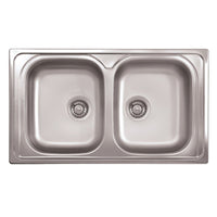 LAVELLO INOX INCASSO 86X50CM 2 VASCHE STAMPATO CON