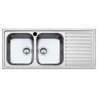 LAVELLO INOX INCASSO 116X50CM 2 VASCHE CON GOCCIOL
