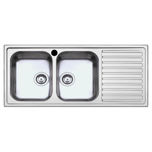 LAVELLO INOX INCASSO 116X50CM 2 VASCHE CON GOCCIOL
