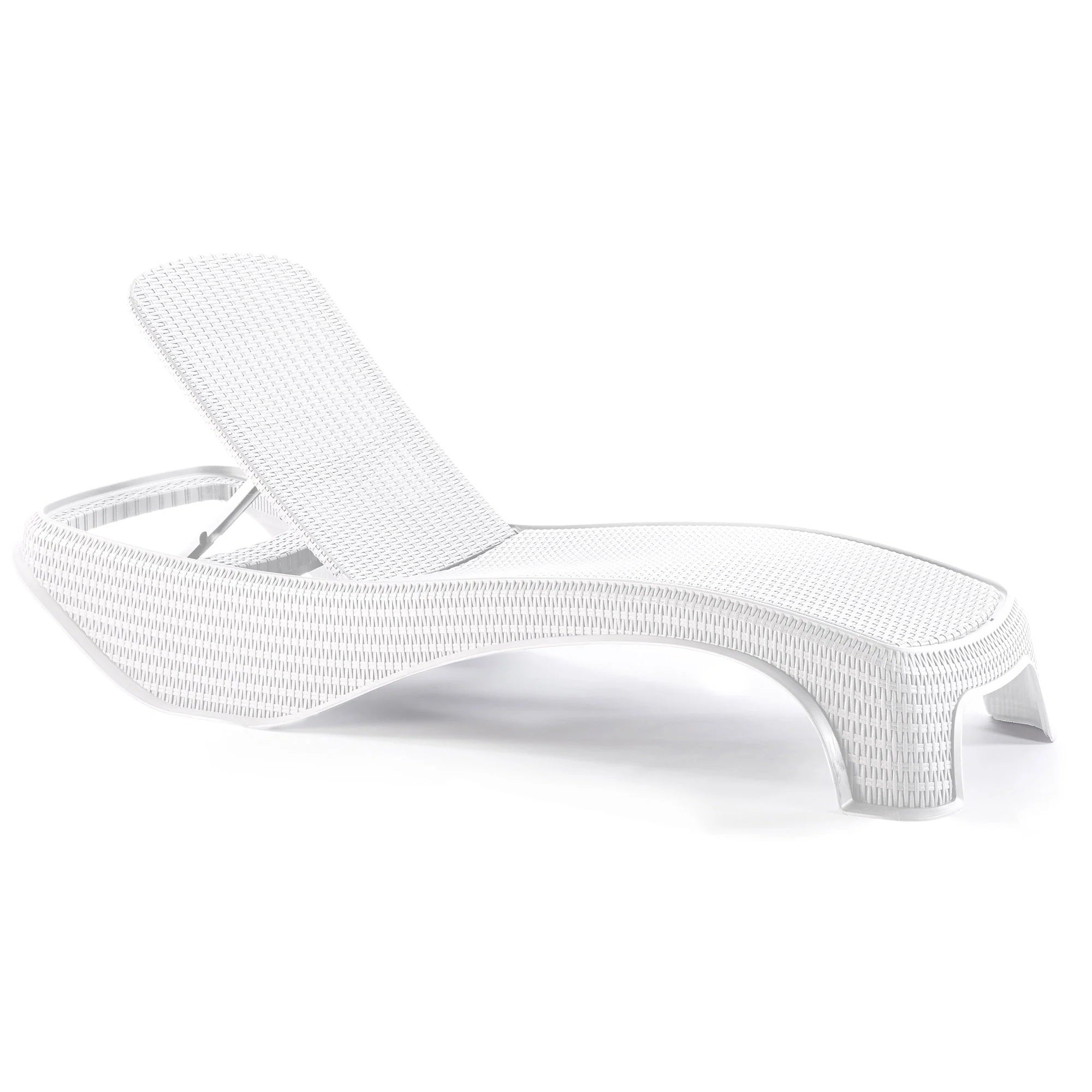 LETTINO PRENDISOLE RECLINABILE ATLANTIC IN RESINA BIANCA EFFETTO RATTAN CM.197X74XH36