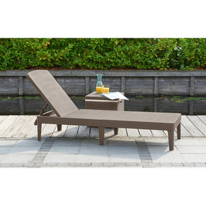 LETTINO RECLINABILE JAIPUR 187,5X58XH29CM IN RESINA EFFETTO RATTAN TORTORA