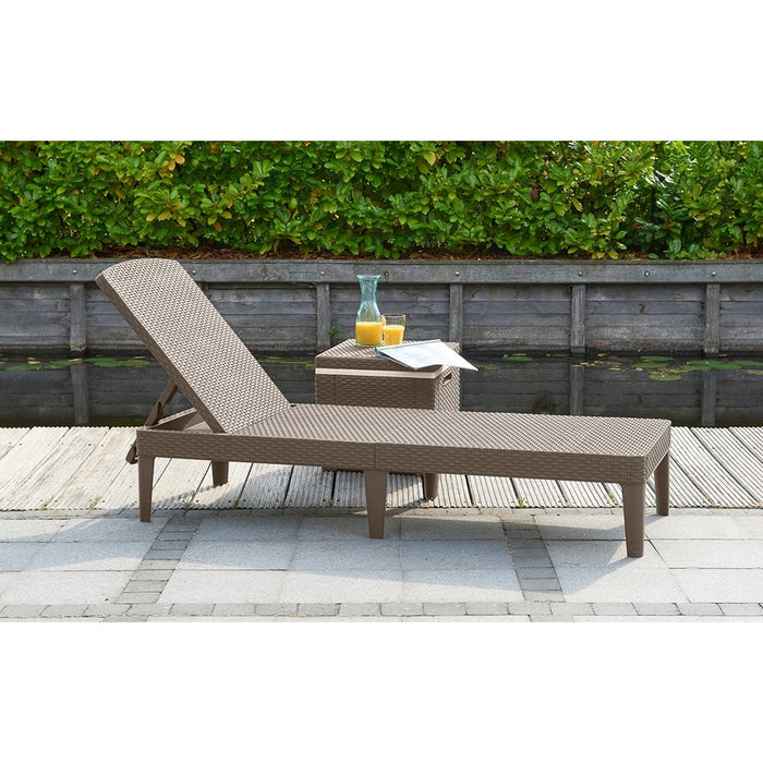 LETTINO RECLINABILE JAIPUR 187,5X58XH29CM IN RESINA EFFETTO RATTAN TORTORA
