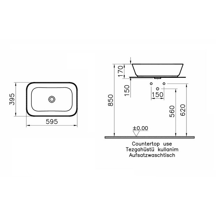 LAVABO GEO SOFT-SQUARE CERAMICA BIANCA 59,5CM