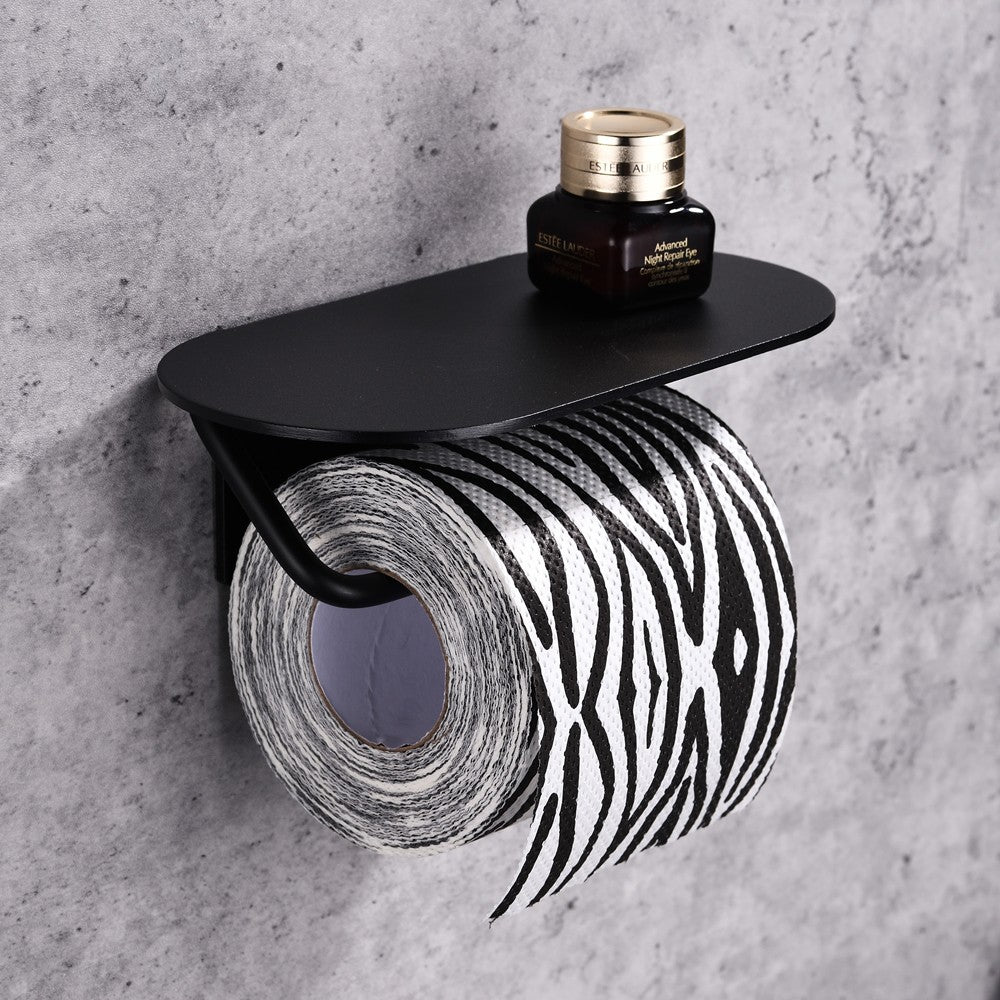 Portarotolo con ripiano nero serie evolution - fissaggio con biadesivo o ad incollo