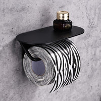 Portarotolo con ripiano nero serie evolution - fissaggio con biadesivo o ad incollo