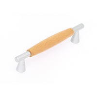 MANIGLIA IN FRASSINO E METALLO 128MM ARGENTO