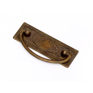 MANIGLIA TONDA ANTICATA 62X58MM CON PIASTRA IN MET