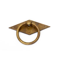 MANIGLIA TONDA ANTICATA 82X60MM CON PIASTRA A ROMB