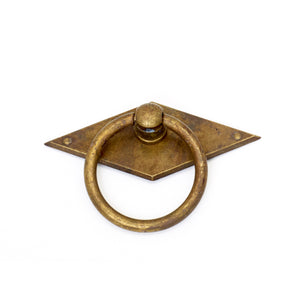 MANIGLIA TONDA ANTICATA 82X60MM CON PIASTRA A ROMB