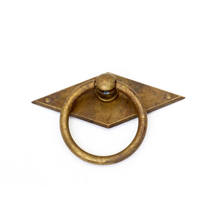 MANIGLIA TONDA ANTICATA 82X60MM CON PIASTRA A ROMB