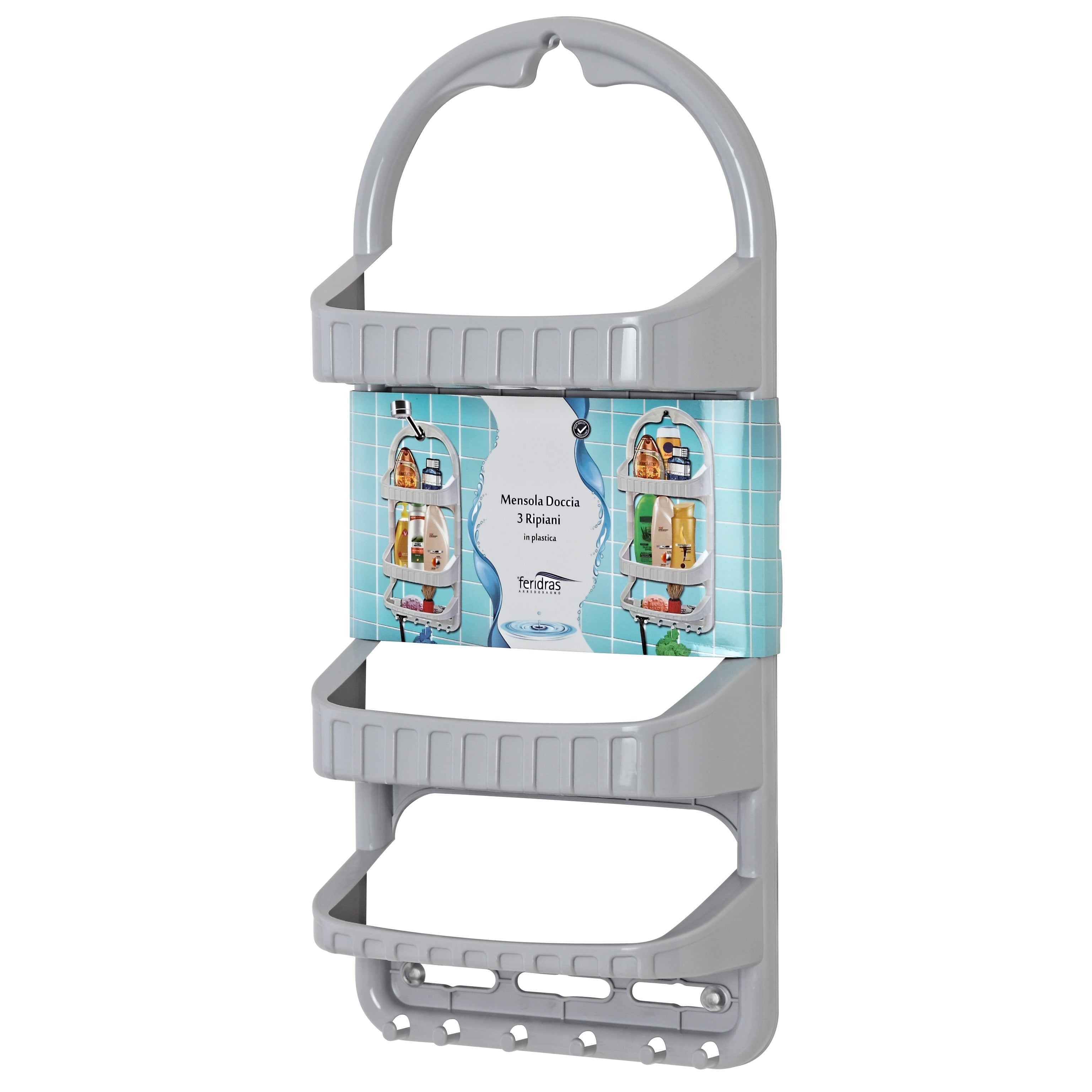 MENSOLA DOCCIA ANKORA 27X14XH62CM 3 PIANI GRIGIO