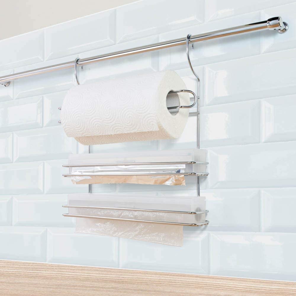 MENSOLA 3 PIANI PORTA ROTOLI DA CUCINA CM 35X8X41