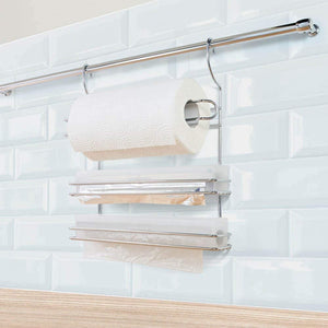 MENSOLA 3 PIANI PORTA ROTOLI DA CUCINA CM 35X8X41