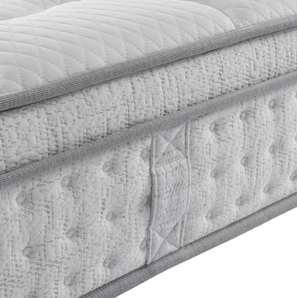 Letto singolo imbottito ULEVR 90x200 cm con materasso, contenitore a gas, LED e 2 USB, grigio