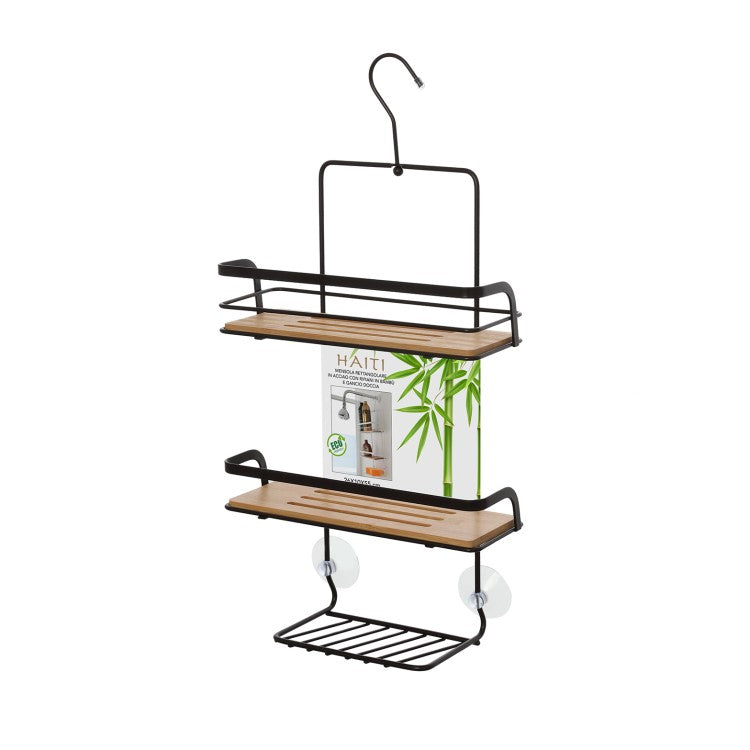 MENSOLA HAITI 26X10XH55CM NERO / BAMBU.