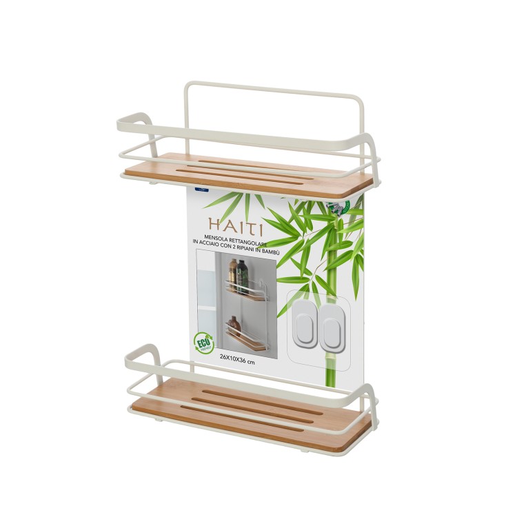 MENSOLA HAITI 2 RIPIANI 26X10XH36XCM BIANCA.