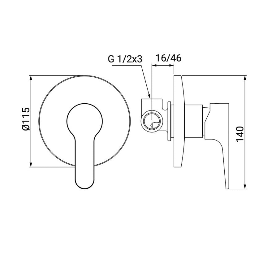 MISCELATORE INCASSO DOCCIA AURORA NERO