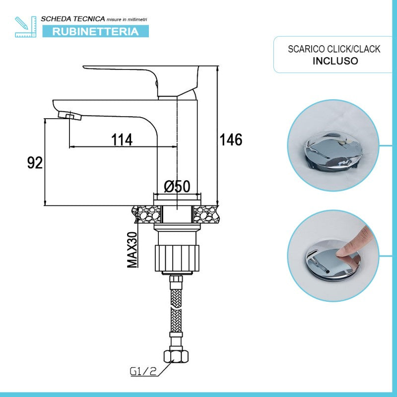 MISCELATORE LAVABO FLAT CROMO