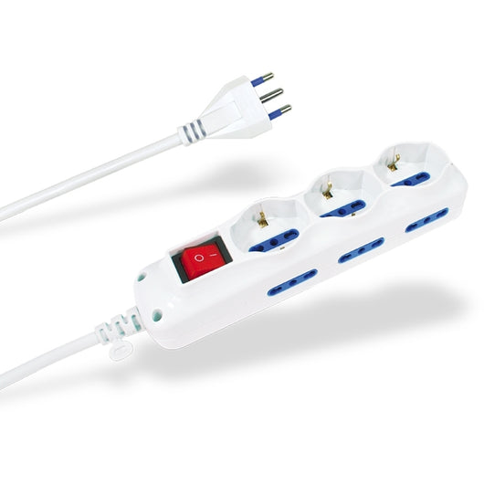MULTIPRESA 1,5M BIANCA 3 SCHUKO + 6 BIPASSO