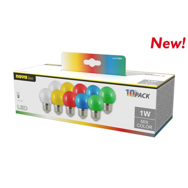 MULTIPACK LAMPADA SFERA LED 1W E27 MIX 10PZ.
