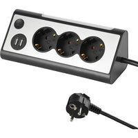 MULTIPRESA AD ANGOLO CON 3 SCHUKO 16A E 2 USB E LU