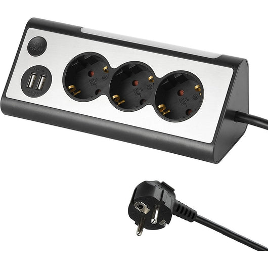 MULTIPRESA AD ANGOLO CON 3 SCHUKO 16A E 2 USB E LU