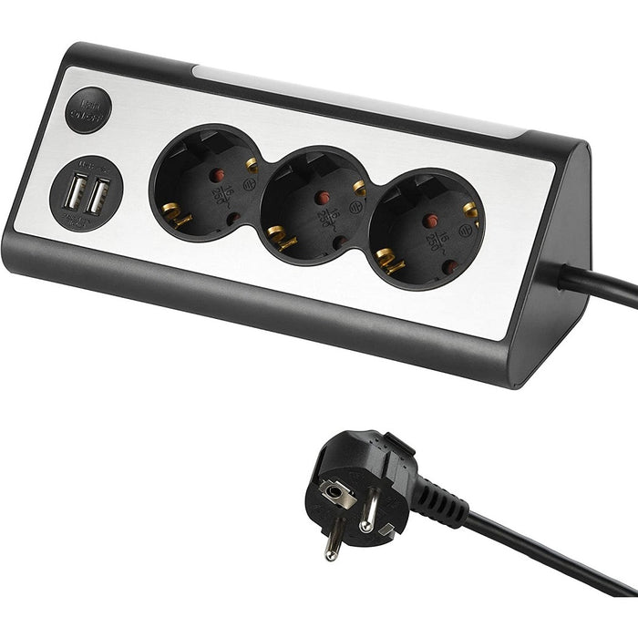 MULTIPRESA AD ANGOLO CON 3 SCHUKO 16A E 2 USB E LU