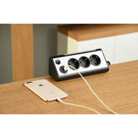 MULTIPRESA AD ANGOLO CON 3 SCHUKO 16A E 2 USB E LU